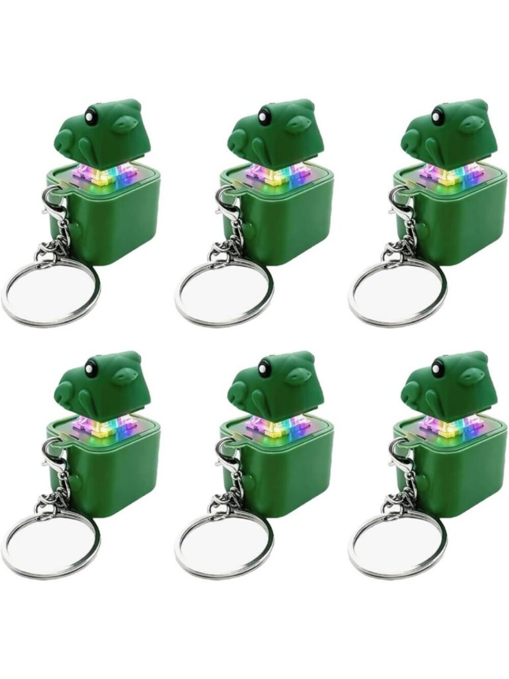 Frog Keychain Set of 6 with Sound - Fun Noise Maker for Kids & Collectors